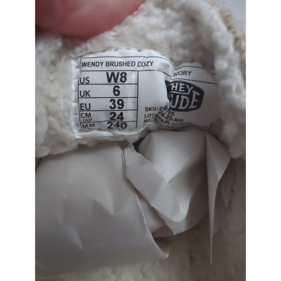 Hey Dude Womens Wendy Brushed Ivory Lined Cozy Shoes Sz 8 Pearl Accent Warm - Picture 8 of 9